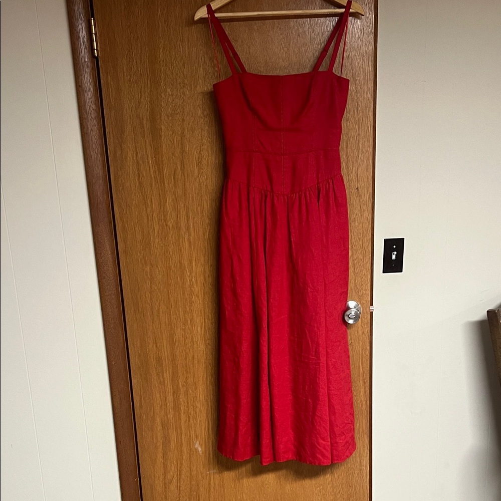 Reformation Striking Red Midi Dress